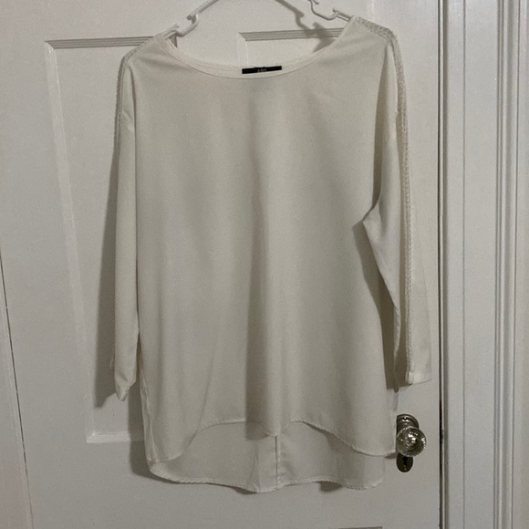 ABS Platinum white long sleeve blouse with cutouts on sleeves - Picture 1 of 4